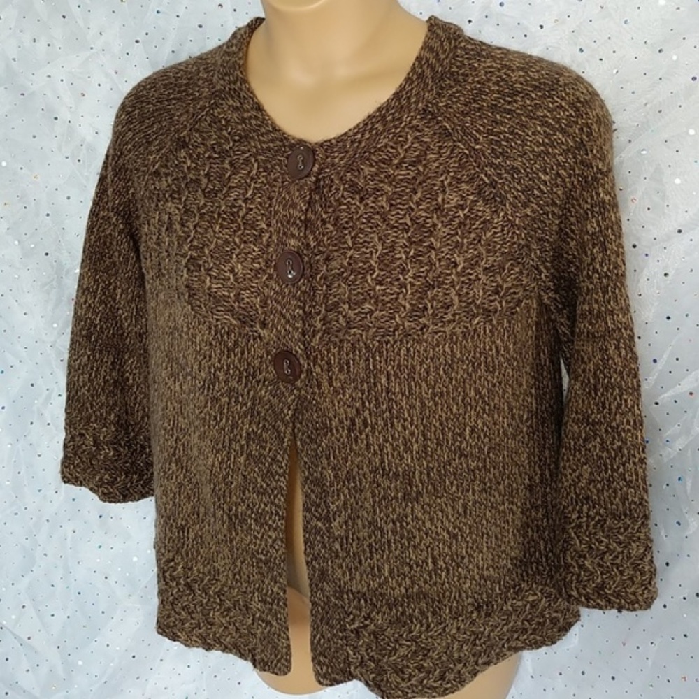 DRESSBARN Brown Marled Cardigan Swing Sweater XL - Picture 2 of 8